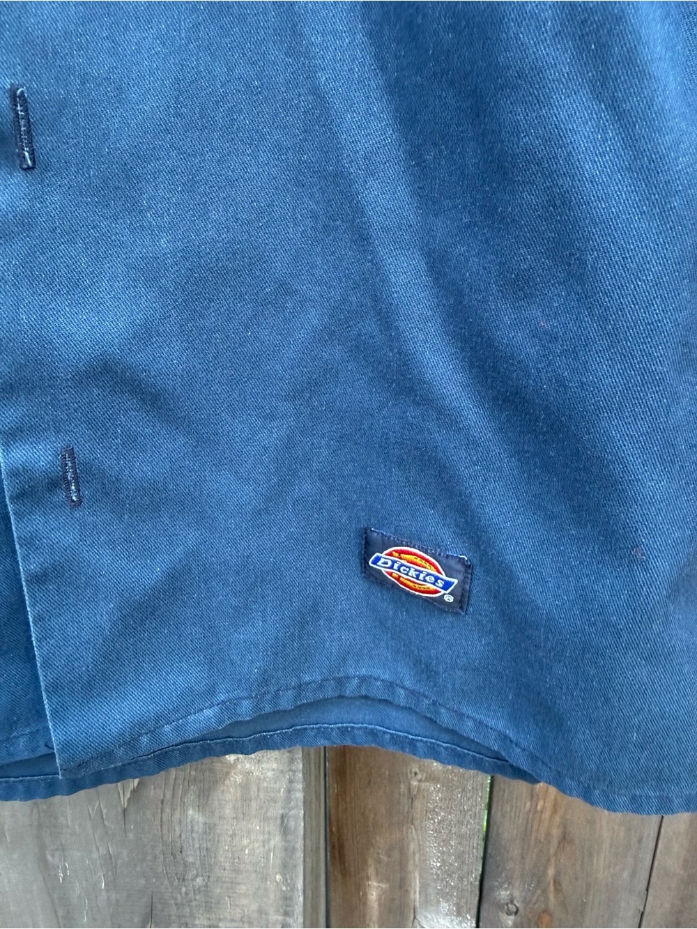 1970’s industrial Dickies Navy Blue Work Shirt with Red Embroidery - Picture 6 of 10